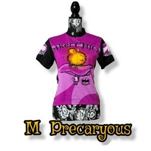 Precaryous Cycling Jersey Jacket zip up biker chick purple black m
